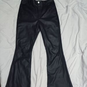 Refuge Midnight Black Leather Flare Pants